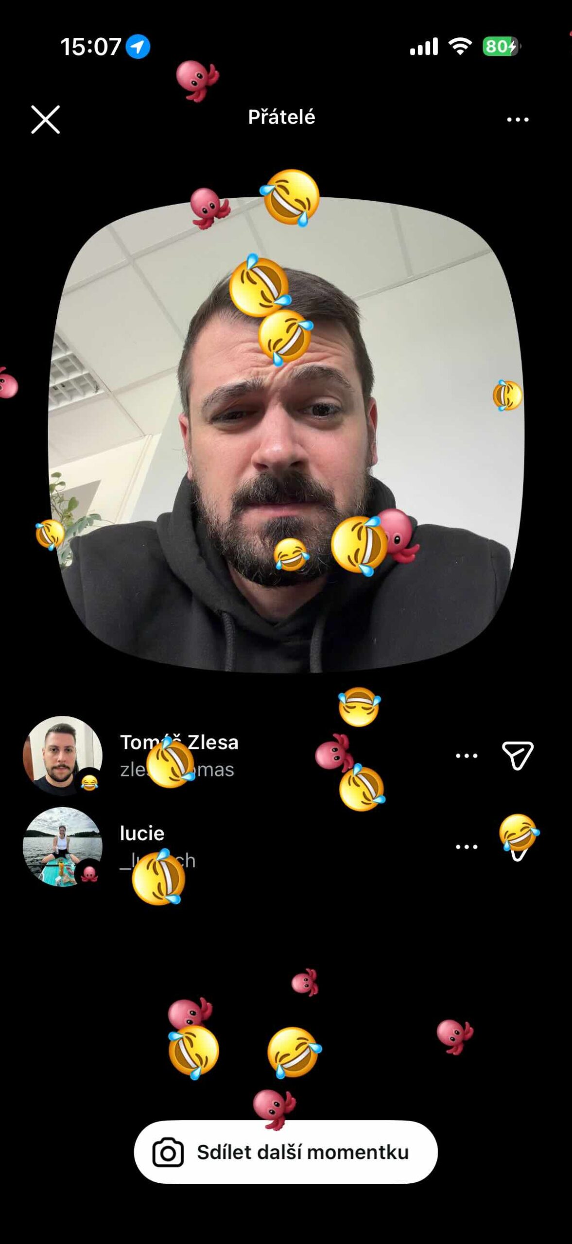 Instagram Instants - reakce přátel s emoji animacemi